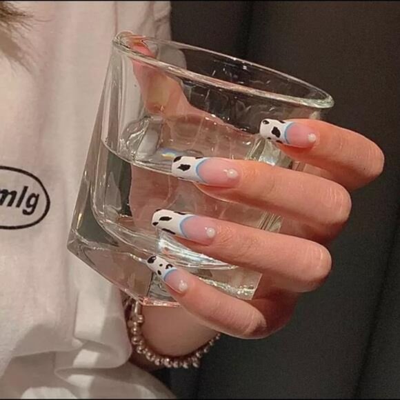 24 PC Press on Nail Set x5 Long French Medium Almond Long Ballerina French Nails - Picture 8 of 16